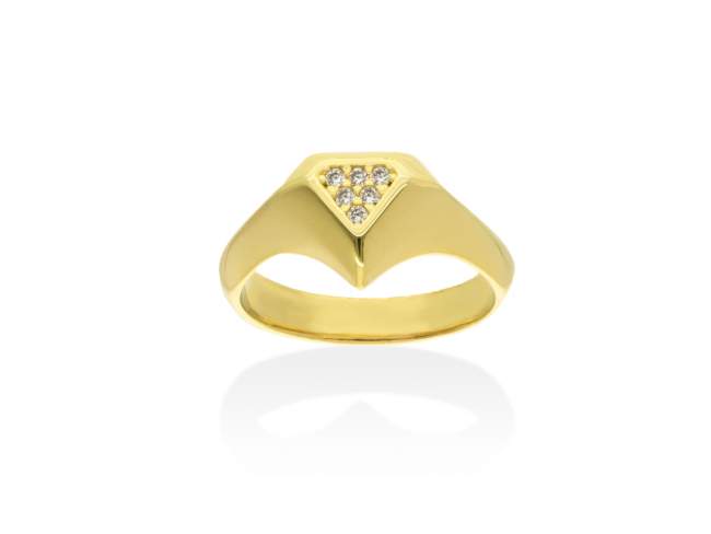 Ring Chiquito triángulo  in silber vergoldet de Marina Garcia Joyas en plata Ring in Silber (925) vergoldet in 18 Karat Gelbgold mit Zirkonia weiß.  