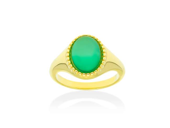 Ring Chiquito piedra  in golden silver de Marina Garcia Joyas en plata Ring in 18kt yellow gold plated 925 sterling silver with green agate.  