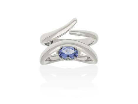 Ring Galaxy curvo blue in silver