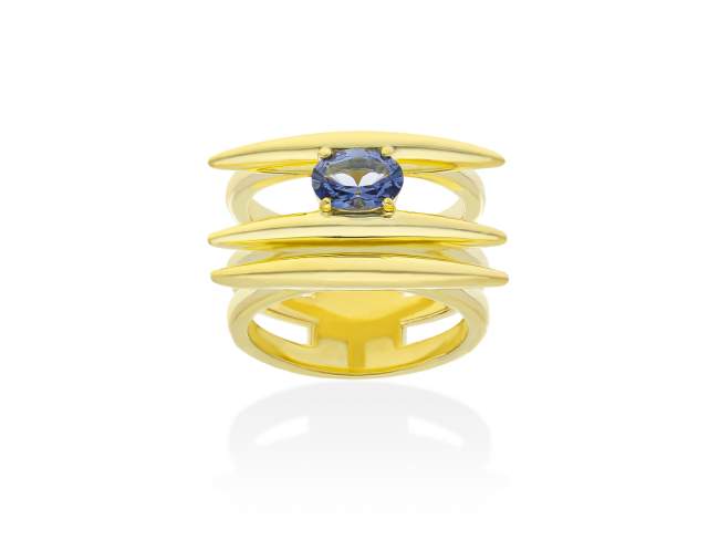 Ring Galaxy triple blau in silber vergoldet de Marina Garcia Joyas en plata Ring in Silber (925) vergoldet in 18 Karat Gelbgold mit Synthetischenn in 