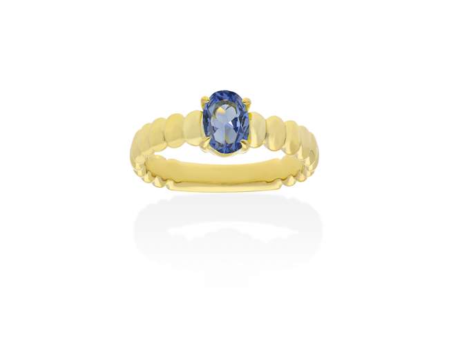 Ring Galaxy blau in silber vergoldet de Marina Garcia Joyas en plata Ring in Silber (925) vergoldet in 18 Karat Gelbgold mit Synthetischenn in 