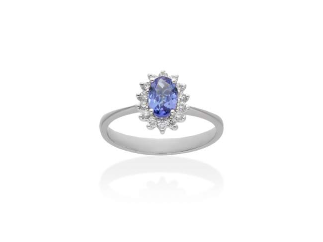 Ring   in 18kt white Gold and diamonds de Marina Garcia Joyas en plata Ring in rodhium plated 18kt white gold with 14 diamonds carat total weight 0.17 (Color: Top Wesselton (G) Clarity: SI) and 1 natural tanzanite in oval cut 6x4 mm.