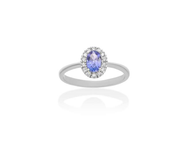 Ring   in 18kt white Gold and diamonds de Marina Garcia Joyas en plata Ring in rodhium plated 18kt white gold with 14 diamonds carat total weight 0.12 (Color: Top Wesselton (G) Clarity: SI) and 1 natural tanzanite in oval cut 6x4 mm.