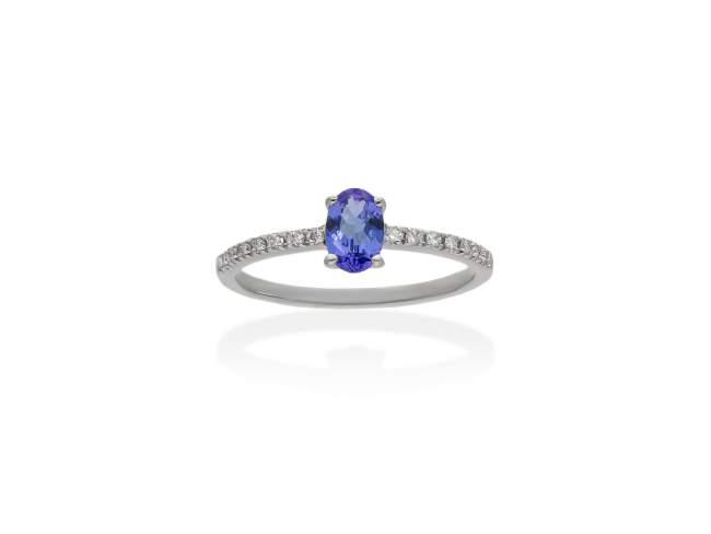 Ring   in 18kt white Gold and diamonds de Marina Garcia Joyas en plata Ring in rodhium plated 18kt white gold with 14 diamonds carat total weight 0.11 (Color: Top Wesselton (G) Clarity: SI) and 1 natural tanzanite in oval cut 6x4 mm.