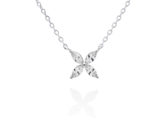 Necklace MIREIA  in silver de Marina Garcia Joyas en plata Necklace in rhodium plated 925 sterling silver with white cubic zirconia. (Length of necklace: 40+5 cm. Size of pendant: 1 cm.)
