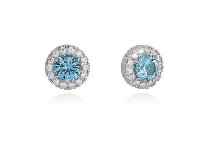 Earrings MAUI Blue in silver de Marina Garcia Joyas en plata Earrings in rhodium plated 925 sterling silver with white cubic zirconia and synthetic stone in aquamarine color. (size: 0,9 cm.)