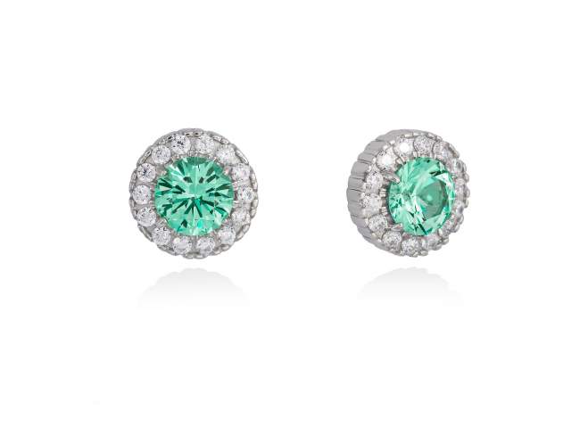 Earrings MAUI Green in silver de Marina Garcia Joyas en plata Earrings in rhodium plated 925 sterling silver with white cubic zirconia and synthetic stone in emerald color. (size: 0,9 cm.)