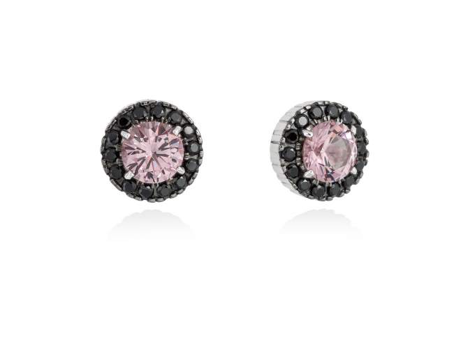 Earrings MAUI Fuchsia in silver de Marina Garcia Joyas en plata Earrings in rhodium plated 925 sterling silver with synthetic black spinel and synthetic fuchsia sapphire. (size: 0,9 cm.)