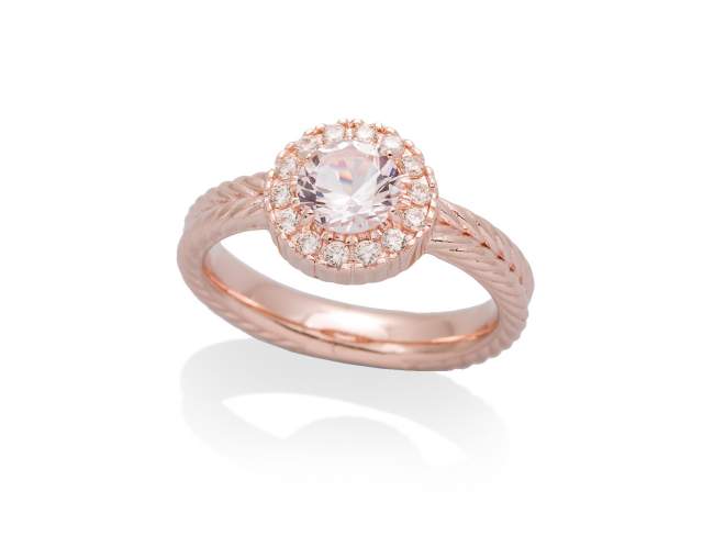 Ring MAUI Cognac in rose silver de Marina Garcia Joyas en plata Ring in 18kt rose gold plated 925 sterling silver, cognac cubic zirconia and synthetic stone in 