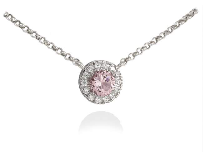 Necklace MAUI Blue in rose silver de Marina Garcia Joyas en plata Necklace in rhodium plated 925 sterling silver with white cubic zirconia and synthetic morganite. (length: 41+5 cm.)