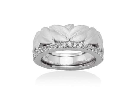 Ring LEAVES White in silver