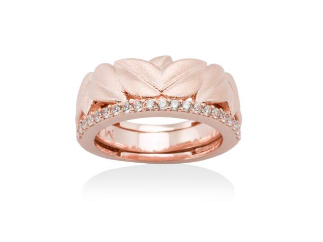 Ring LEAVES White in rose silver de Marina Garcia Joyas en plata Ring in 18kt rose gold plated 925 sterling silver and white cubic zirconia.  
