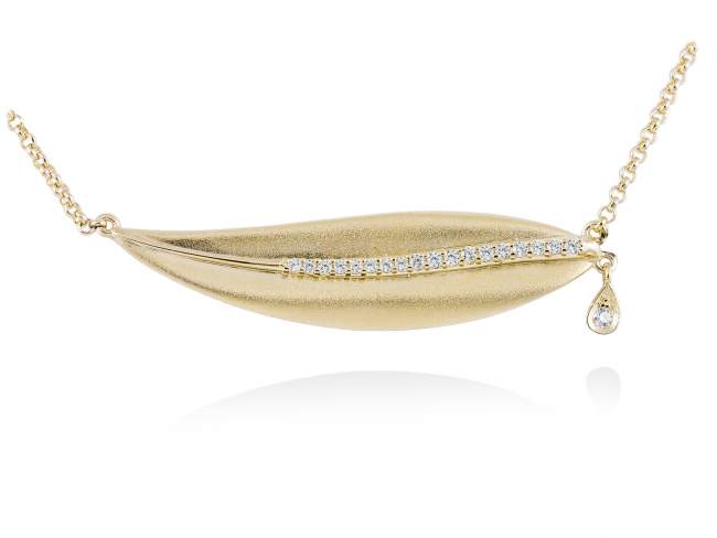 Necklace LEAVES White in golden silver de Marina Garcia Joyas en plata Necklace in 18kt yellow gold plated 925 sterling silver and white cubic zirconia. (length: 40+5 cm.)