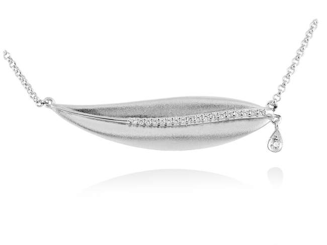 Necklace LEAVES White in silver de Marina Garcia Joyas en plata Necklace in rhodium plated 925 sterling silver and white cubic zirconia. (length: 40+5 cm.)