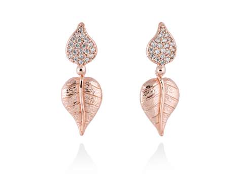 Earrings LEAVES White in rose silver