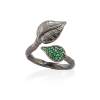 Ring LEAVES Green in black silver