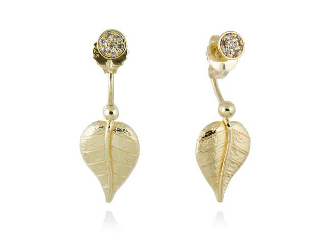 Ohrringe LEAVES Weiß in silber vergoldet de Marina Garcia Joyas en plata Ohrringe in Silber (925) vergoldet in 18 Karat Gelbgold und Zirkonia weiß. (Länge: 3,3 cm)