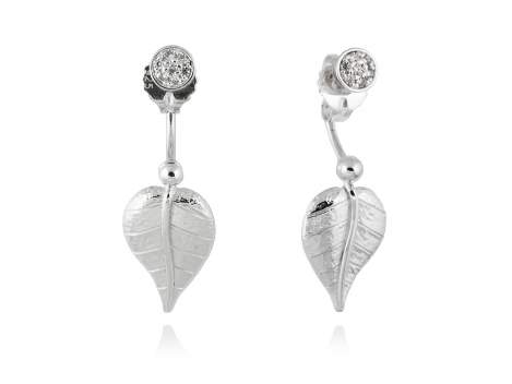 Earrings LEAVES White in silver