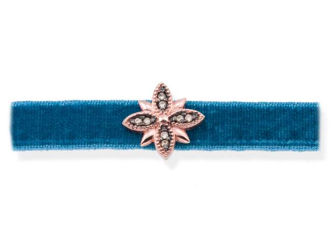 Halskette VELVET Blau in silber rose vergoldet de Marina Garcia Joyas en plata Halskette in Silber (925) vergoldet in 18 Karat  Rosegold und Cognac Zirkonia. (Länge: 33,5+3 cm)