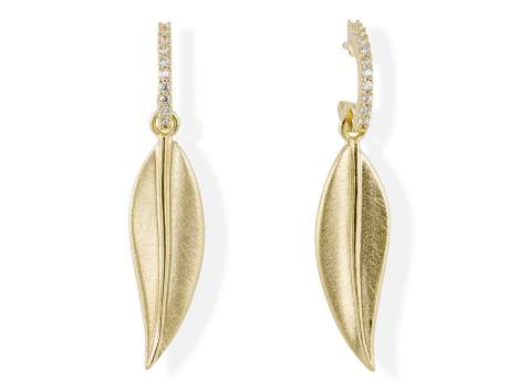 Earrings LEAVES White in golden silver
