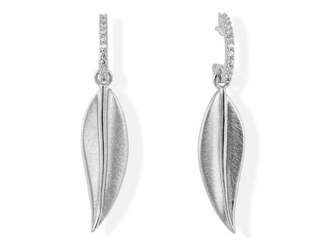 Ohrringe LEAVES Weiß in silber de Marina Garcia Joyas en plata Ohrringe in Silber (925) rhodiniert und Zirkonia weiß. (Länge: 4,2 cm)