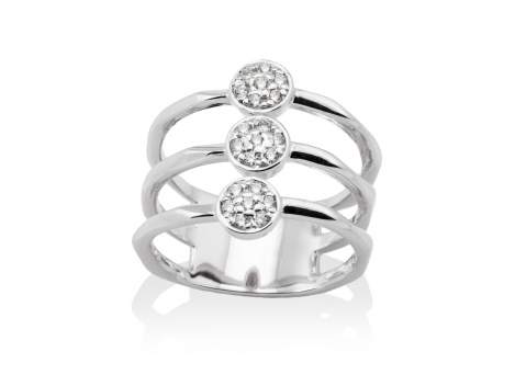 Ring LEAVES White in silver
