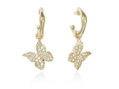 Earrings BAMBOO White in golden silver
