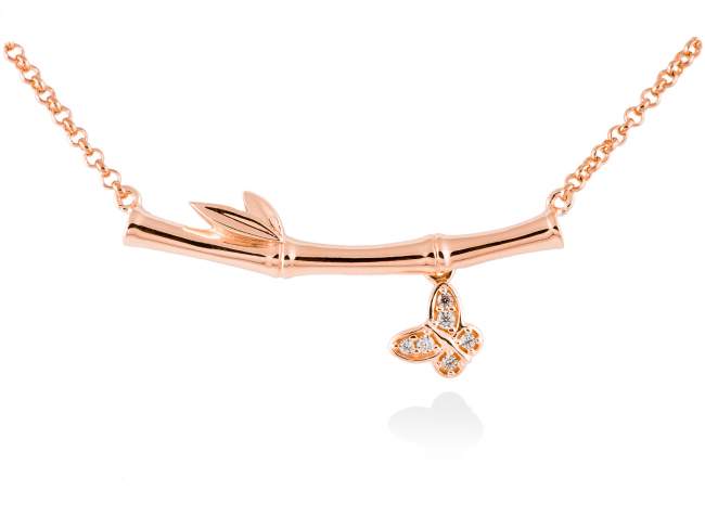 Necklace BAMBOO White in rose silver de Marina Garcia Joyas en plata Necklace in 18kt rose gold plated 925 sterling silver with white cubic zirconia. (length: 40+3 cm.)
