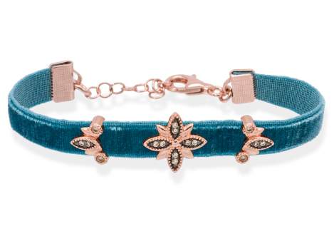 Bracelet VELVET Blue in rose silver
