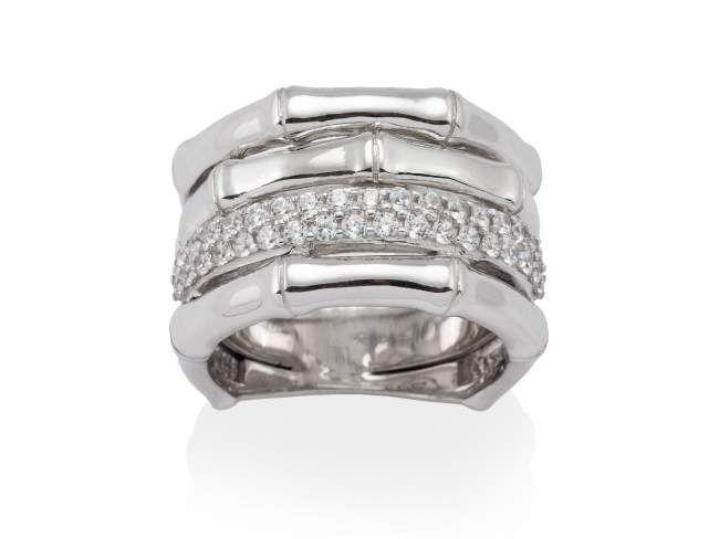 Ring BAMBOO Weiß in silber de Marina Garcia Joyas en plata Ring in Silber (925) rhodiniert und Zirkonia weiß.  