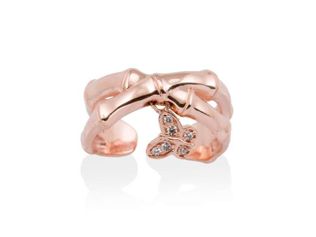 Ring BAMBOO White in rose silver de Marina Garcia Joyas en plata Ring in 18kt rose gold plated 925 sterling silver with white cubic zirconia.  