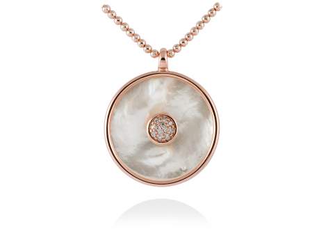 Pendant MOON White in rose silver