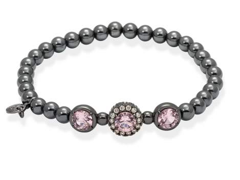 Bracelet MAUI Pink in black silver