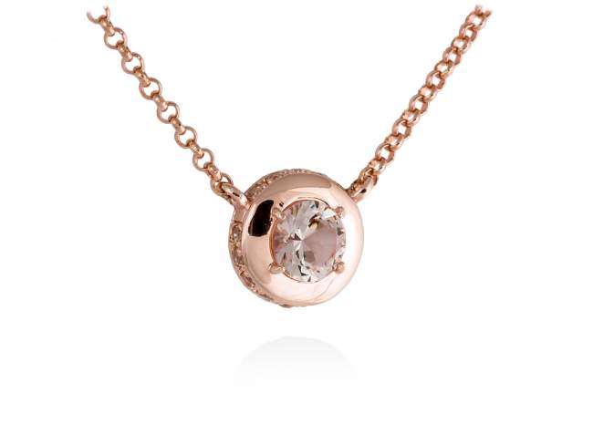 Necklace MAUI Cognac in rose silver de Marina Garcia Joyas en plata Necklace in 18kt rose gold plated 925 sterling silver with cognac cubic zirconia and synthetic stone in 
