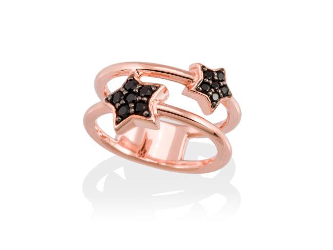 Ring STAR Black in rose silver de Marina Garcia Joyas en plata Ring in 18kt rose gold plated 925 sterling silver and synthetic black spinel.  