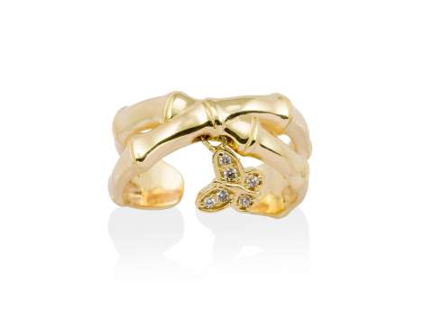 Ring BAMBOO White in golden silver