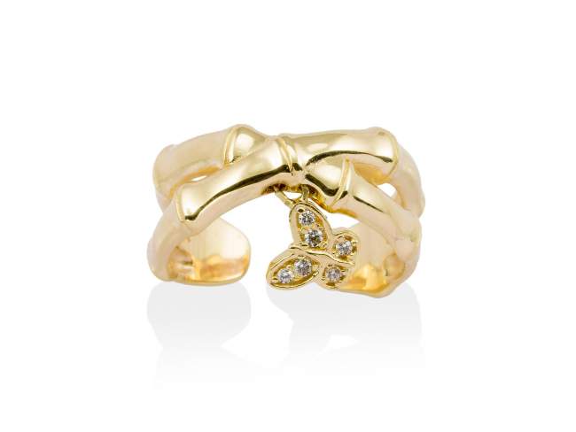 Ring BAMBOO White in golden silver de Marina Garcia Joyas en plata Ring in 18kt yellow gold plated 925 sterling silver with white cubic zirconia.  