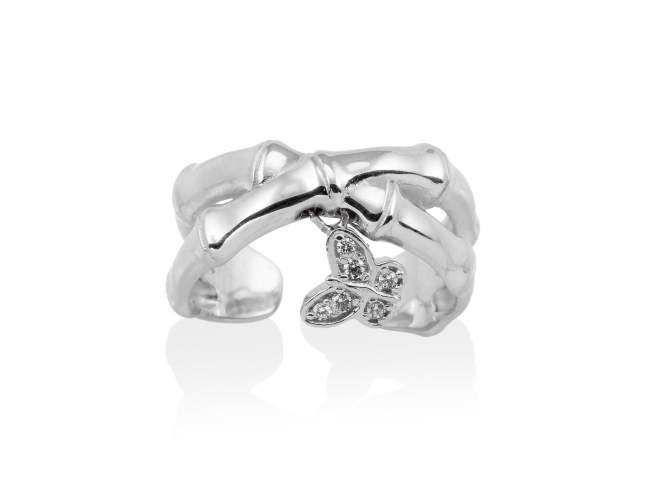 Ring BAMBOO White in silver de Marina Garcia Joyas en plata Ring in rhodium plated 925 sterling silver with white cubic zirconia.  