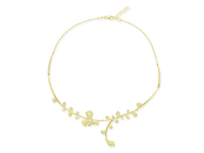 Necklace Guipur  in golden silver de Marina Garcia Joyas en plata Necklace in 18kt yellow gold plated 925 sterling silver with white cubic zirconia. (length: 36+3 cm.)