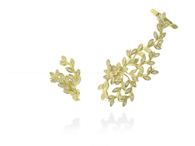 Earrings Chantilly XL  in golden silver de Marina Garcia Joyas en plata Earrings in 18kt yellow gold plated 925 sterling silver with white cubic zirconia. (size: 6,5 x 3 cm - 2,8 x 2 cm.)