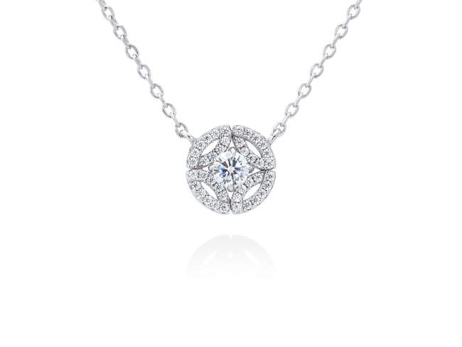 Necklace MEGAN White in silver de Marina Garcia Joyas en plata Necklace in rhodium plated 925 sterling silver and white cubic zirconia. (Length of necklace: 40+5 cm. Size of pendant: 1 cm.)