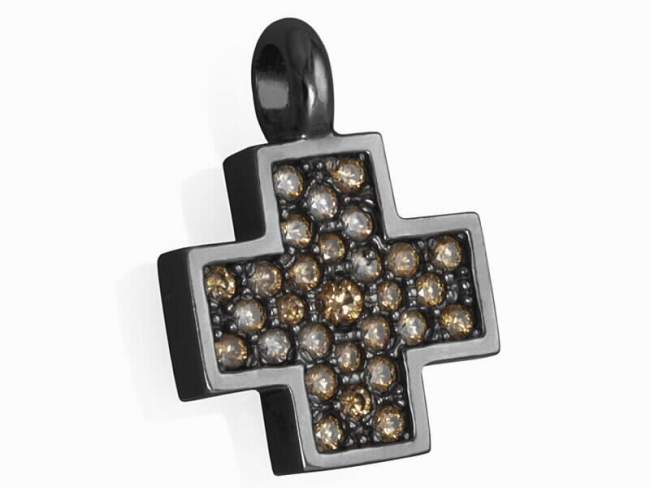 Pendant CRUZ PAVE Champagne in black Silver de Marina Garcia Joyas en plata Pendant in ruthenium plated 925 sterling silver and cubic zirconia (Chain is not included)