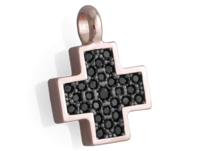 Pendant CRUZ PAVE Black in rose Silver de Marina Garcia Joyas en plata Pendant in 18kt rose gold plated 925 sterling silver and cubic zirconia (Chain is not included)