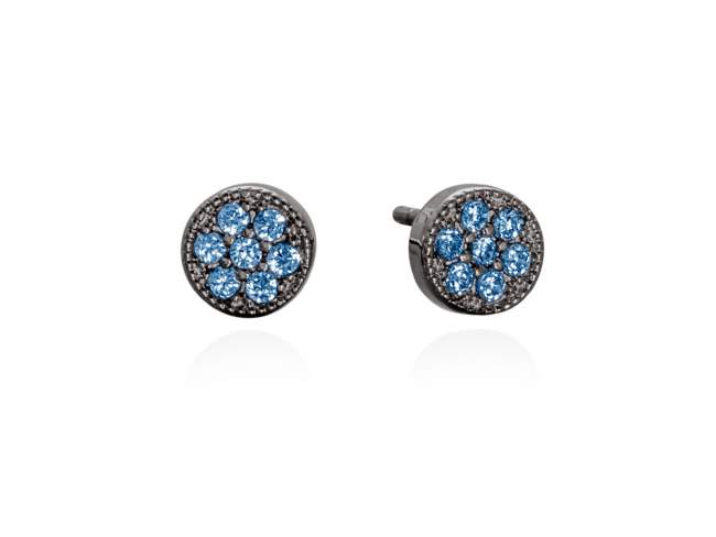 Earrings JOUR Blue in silver de Marina Garcia Joyas en plata Earrings in ruthenium plated 925 sterling silver with synthetic blue spinel.  