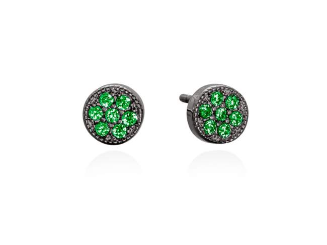 Earrings JOUR Green in black Silver de Marina Garcia Joyas en plata Earrings in ruthenium plated 925 sterling silver and synthetic green spinel.  