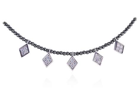 Necklace IRIS White in black silver