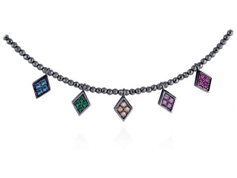 Necklace IRIS Multicolor in black silver