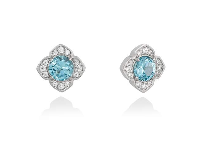 Earrings MAUI Blue in silver de Marina Garcia Joyas en plata Earrings in rhodium plated 925 sterling silver, white cubic zirconia and synthetic stone in aquamarine color. (size: 1,2 cm.)