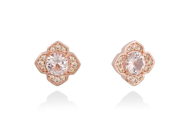 Earrings MAUI Pink in black silver de Marina Garcia Joyas en plata Earrings in 18kt rose gold plated 925 sterling silver with cognac cubic zirconia and synthetic stone in 
