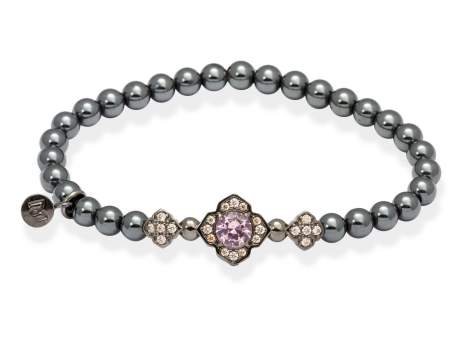 Bracelet MAUI Pink in black silver